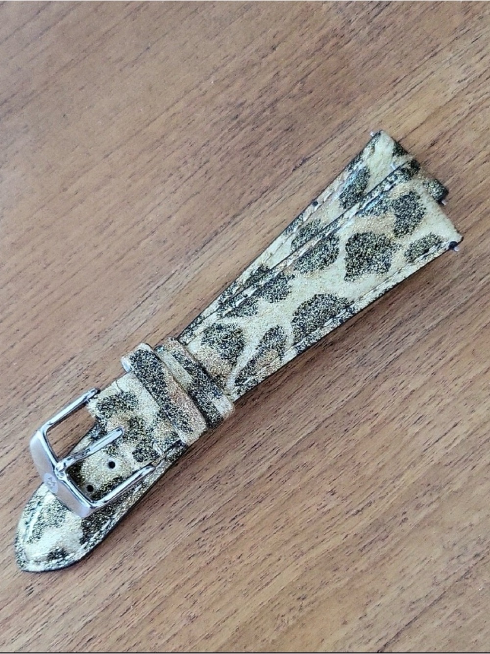 Michele Leopard Print Leather Watch Strap